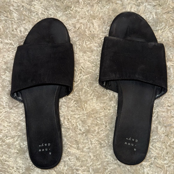 Target Women's Black Suede Slide Sandals - Picture 2 of 3